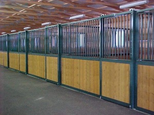 row of horse stalls