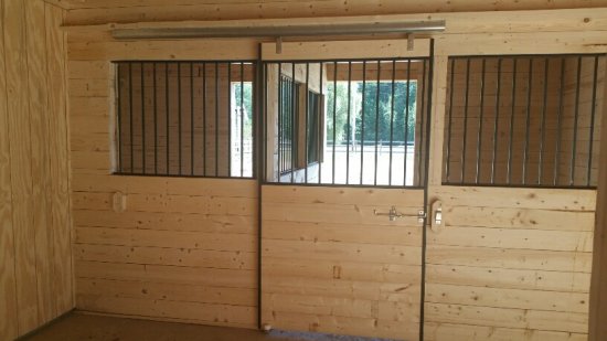 black horse stall front